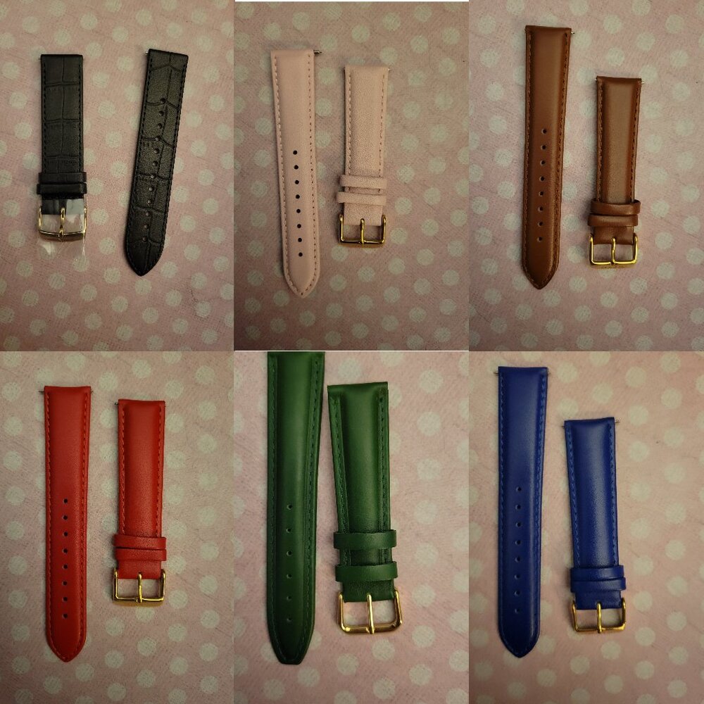 Set of 6 20 mm watch leather bands